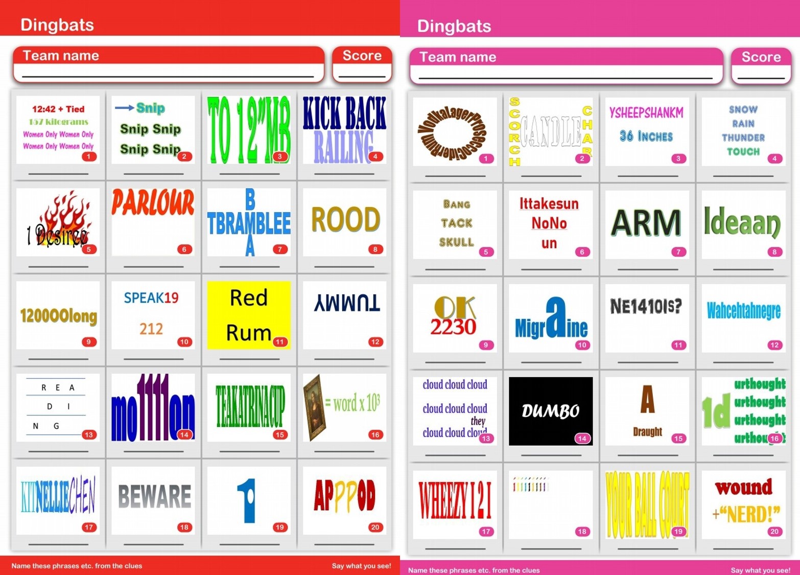 Brand New Dingbat Quizzes! – Pub Quiz Questions