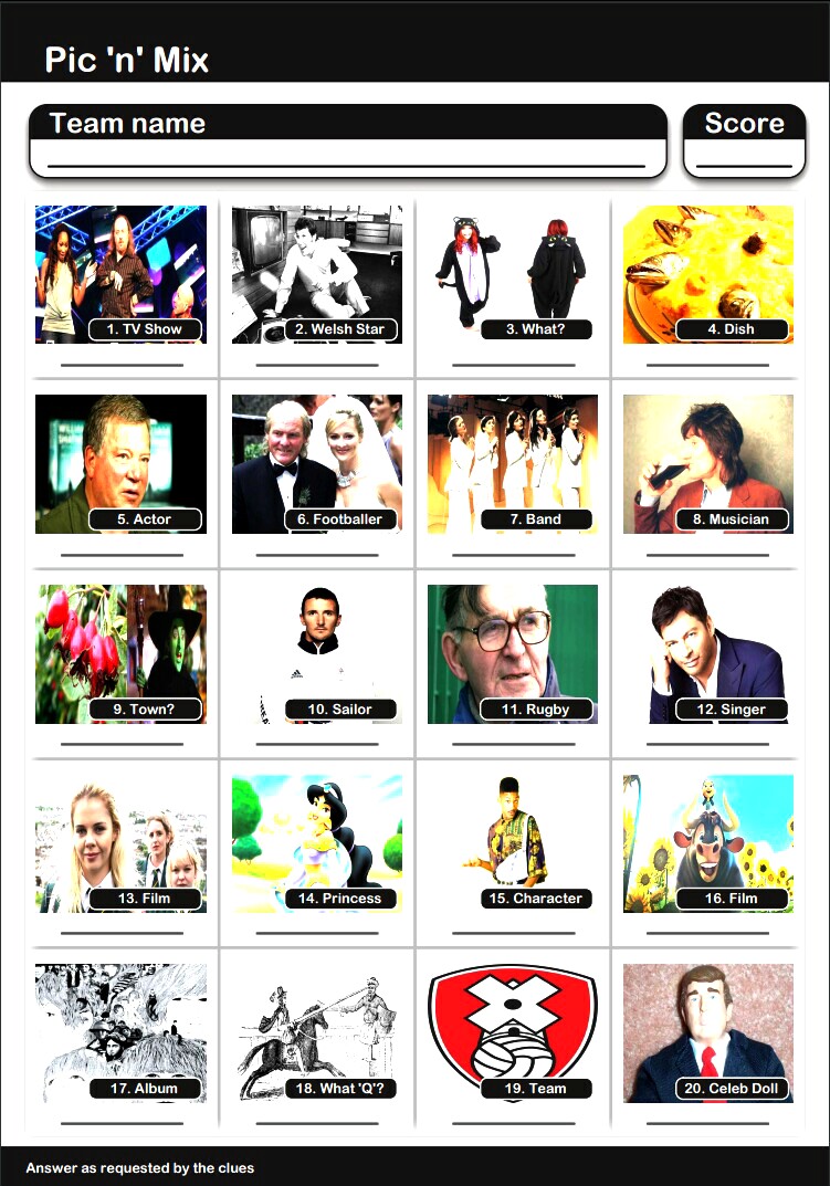 20-Picture Pic n Mix Quiz